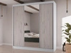 Schiebetürenschrank mit Lamellen und Spiegel 200 cm Lucena Weiß
