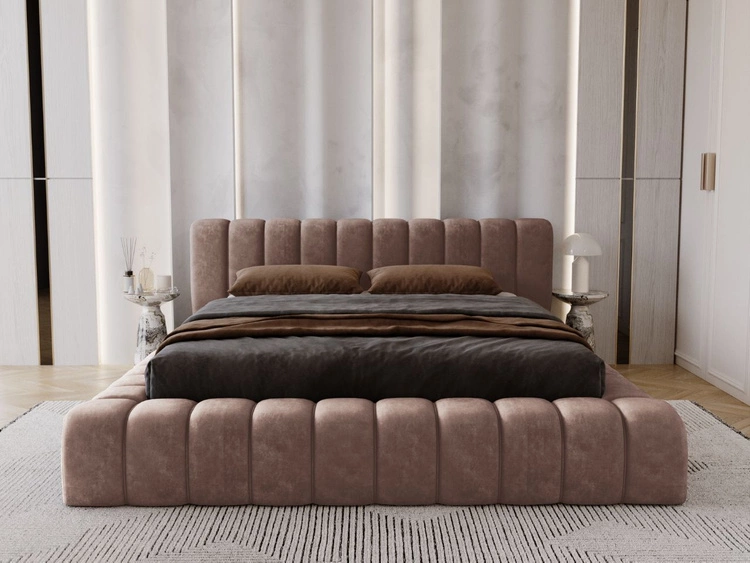 Polsterbett mit Bettkasten und Lattenrost 140x200 Italia Braun