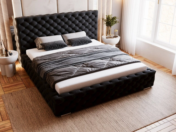 Polsterbett mit Bettkasten und Lattenrost 160x200 Astra Schwarz