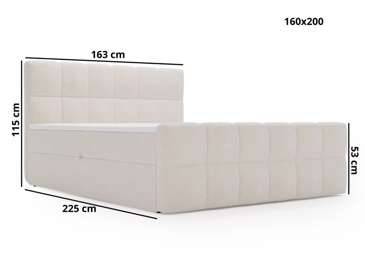 Boxspringbett mit Bettkasten 160x200 Bouclé-Stoff Alicante Beige
