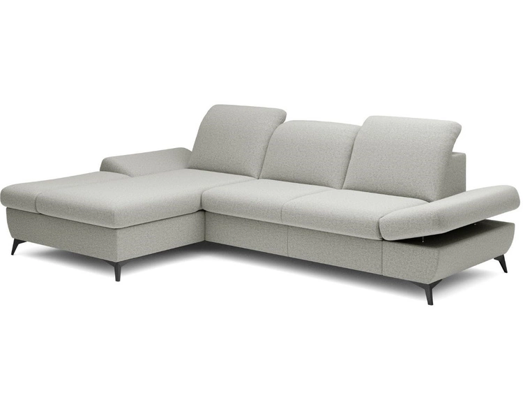 Ecksofa L-Form Links mit Schlaffunktion und Bettkasten Hannover Hellgrau
