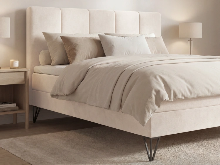 Boxspringbett mit Bettkasten 140x200 Vendi cremig