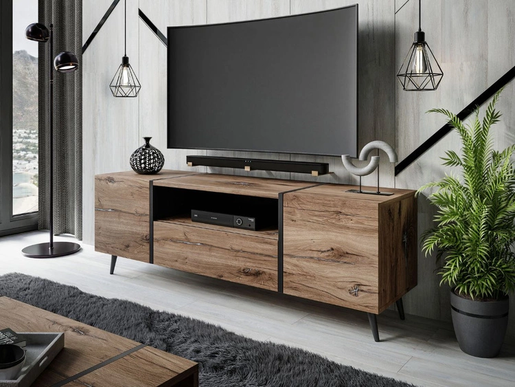 Wohnzimmer-Set im Loft-Stil auf Beinen Lunelie Eiche Flagstaff