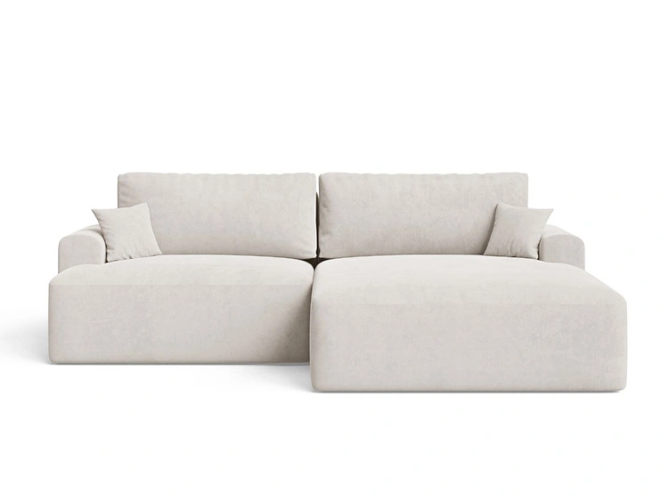 Ecksofa L-Form mit Schlaffunktion und Bettkasten Serene Rechts Hellbeige
