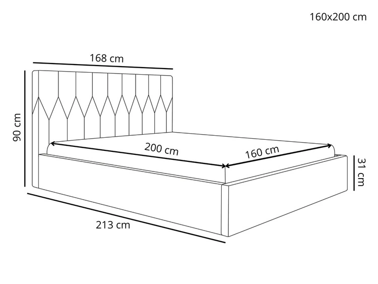 Polsterbett mit Bettkasten und Lattenrost 160x200 Gaja Dunkelblau