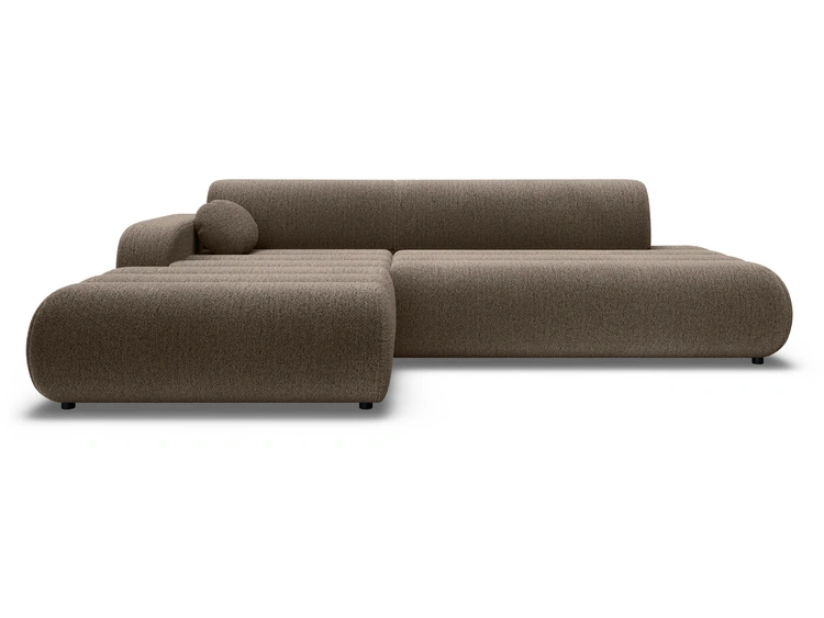 Ecksofa L-Form mit Schlaffunktion und Bettkasten Lisso Links Braun