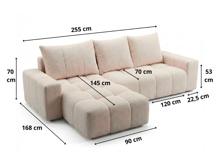 Ecksofa L-Form mit Schlaffunktion und Bettkasten Bresso Beige