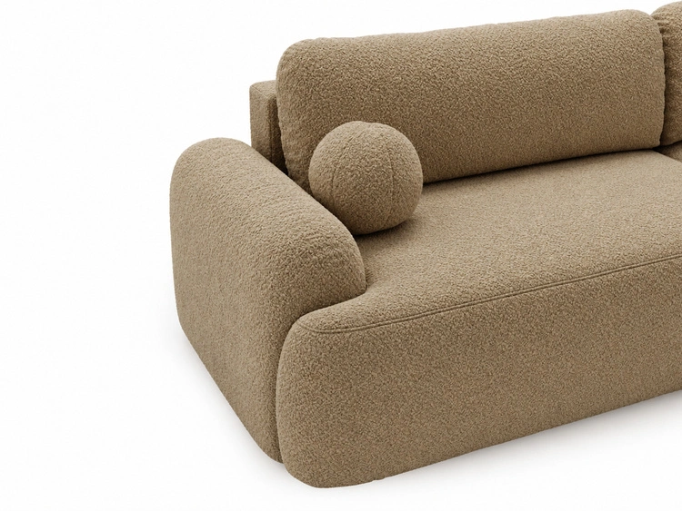 Ecksofa L-Form Rechts mit Schlaffunktion und Bettkasten Aurio Hellbraun