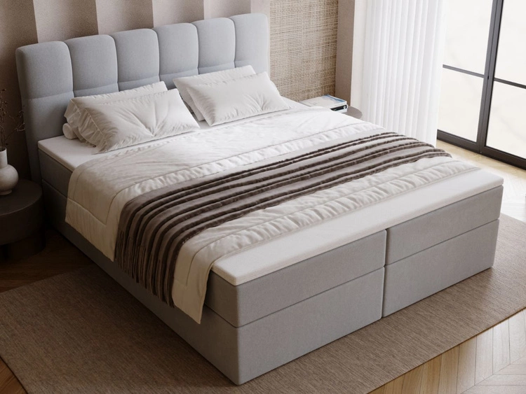 Boxspringbett mit Bettkasten 200x200 Maison Grau