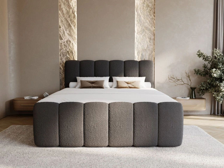 Boxspringbett mit Bettkasten 180x200 Bouclé-Stoff Cloud Schwarz