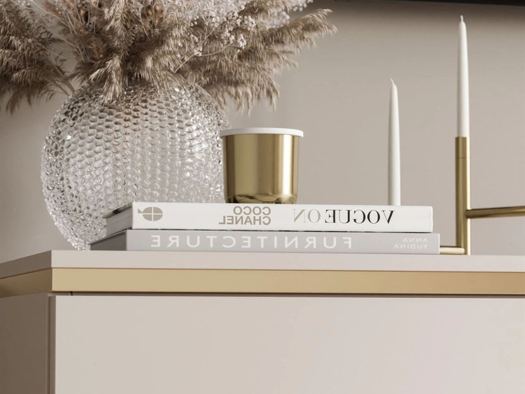 TV-Lowboard im Glamour-Stil mit LED-Beleuchtung Celle, Kaschmir matt