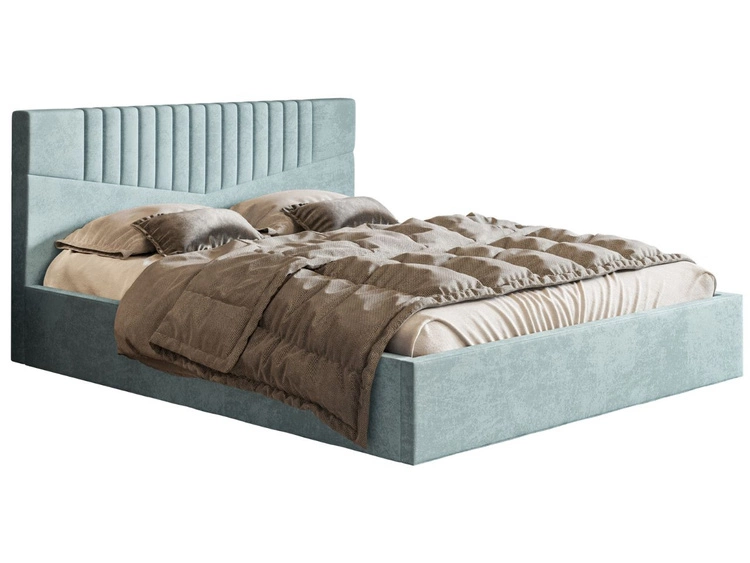 Polsterbett mit Bettkasten und Lattenrost 160x200 Lido Hellblau