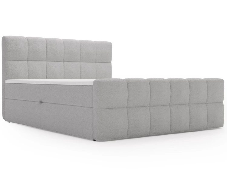 Boxspringbett mit Bettkasten 140x200 Bouclé-Stoff Alicante Grau
