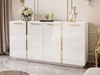 Viertürige Kommode 158 cm Glamour-Stil mit goldenen Griffen Lunelie Weißglanz