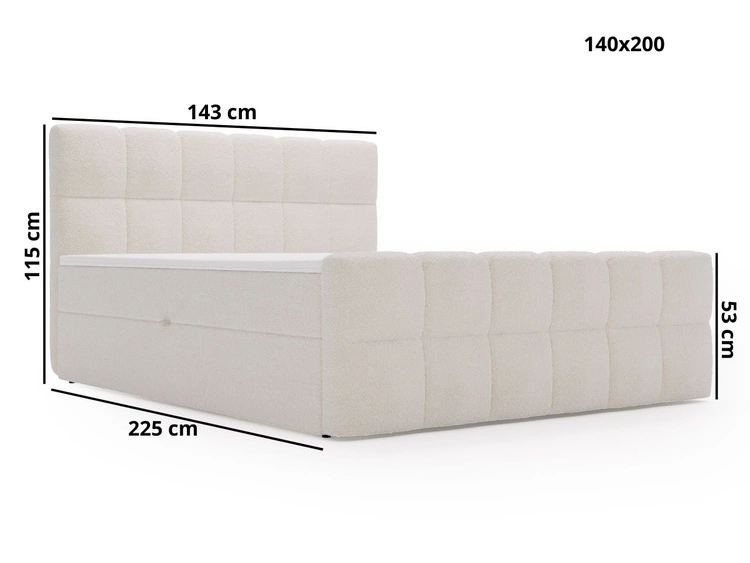 Boxspringbett mit Bettkasten 140x200 Bouclé-Stoff Alicante Beige