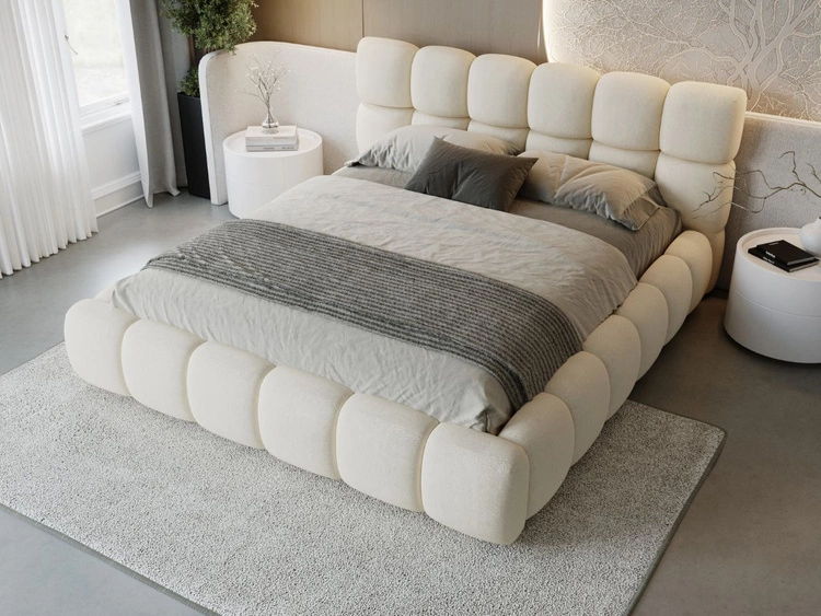 Polsterbett mit Bettkasten und Lattenrost 200x200 Modo Beige