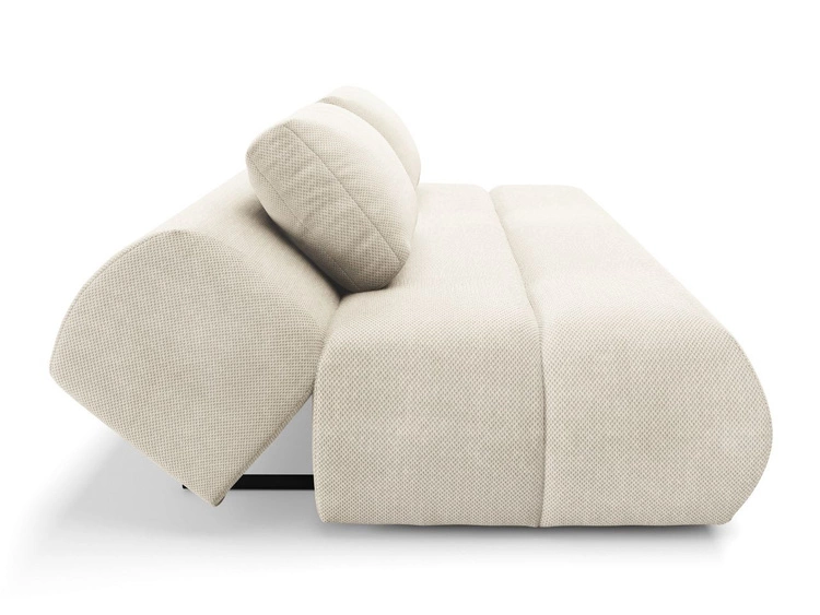 Schlafsofa mit verstellbarer Rückenlehne, Schlaffunktion und Bettkasten Figo Creme