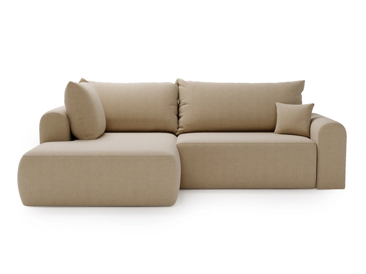 Ecksofa L-Form mit Schlaffunktion und Bettkasten Savana Bis Beige
