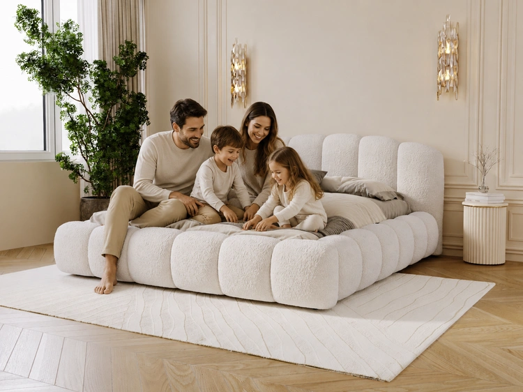 Polsterbett mit Stauraum und Lattenrost 140x200 Cloud Soft Beige