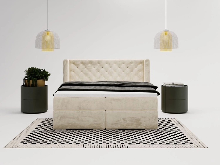 Boxspringbett mit Bettkasten 160x200 Lion Creme