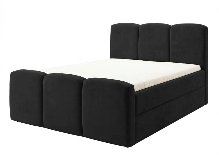 Boxspringbett mit Bettkasten 140x200 Campi Schwarz