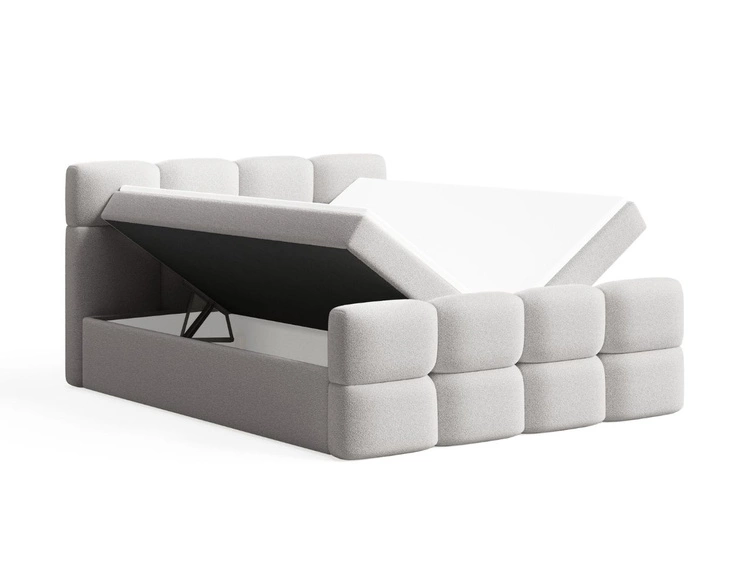 Boxspringbett mit Bettkasten 120x200 Rivon Hellgrau