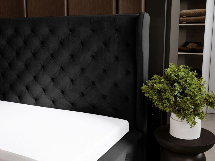 Polsterbett mit Bettkasten und Lattenrost 180x200 Kingston Schwarz