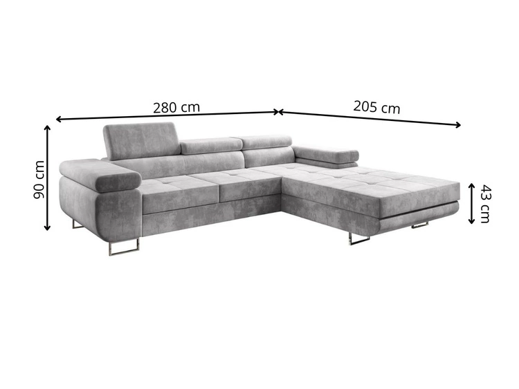 Ecksofa L-Form Rechts mit Schlaffunktion und Bettkasten Solam Dunkelgrün