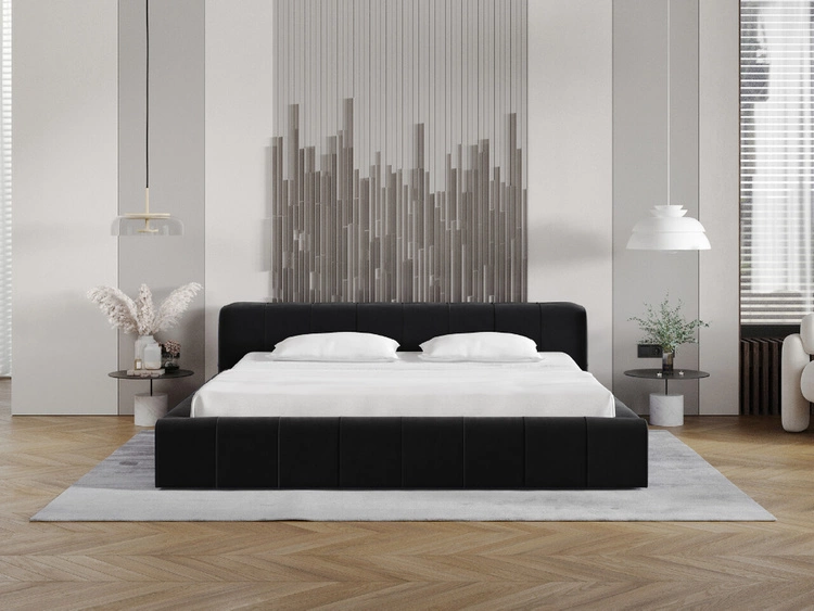 Polsterbett mit Bettkasten und Lattenrost 120x200 Lipari Schwarz