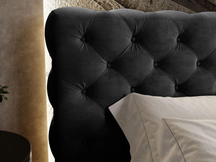 Polsterbett mit Bettkasten und Lattenrost 160x200 Apollo Schwarz