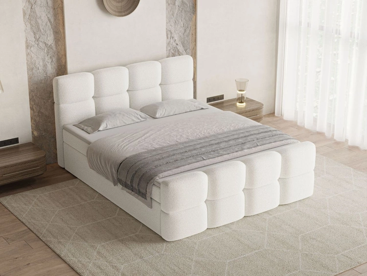 Boxspringbett mit Bettkasten 140x200 Rivon Creme