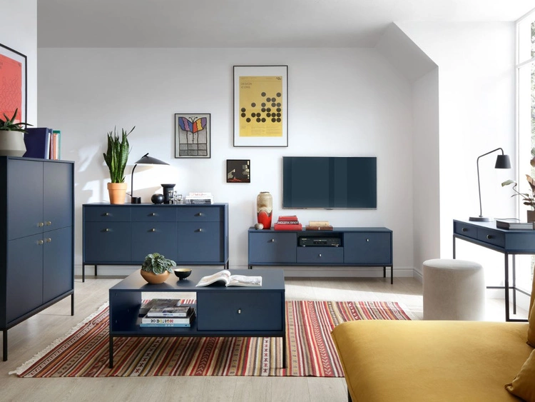 Türkommode mit Schwarz Metallbeinen Amor Marineblau