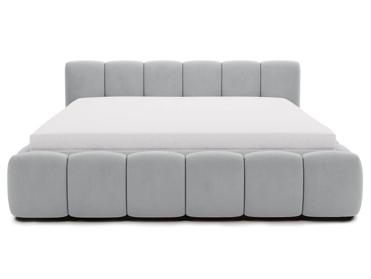 Polsterbett ohne Bettkasten mit Lattenrost 120x200 Cloud Low aus Samtstoff Grau