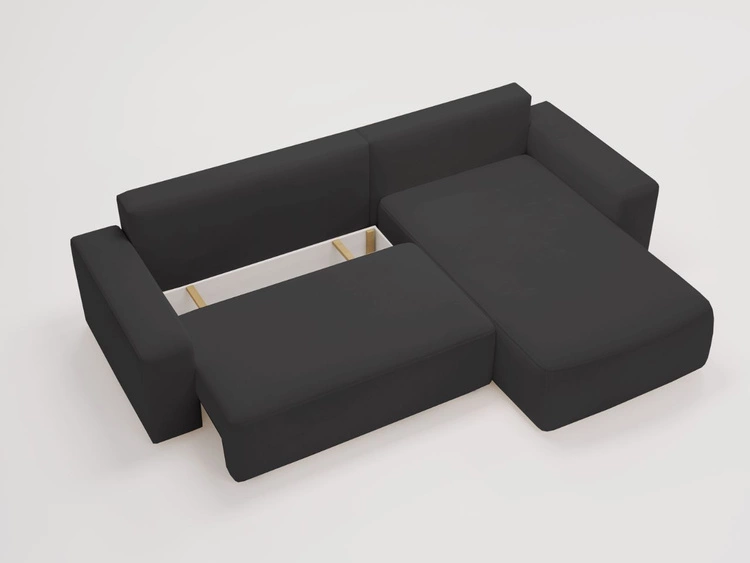 Ecksofa L-Form Rechts mit Schlaffunktion und Bettkasten Tazones Schwarz