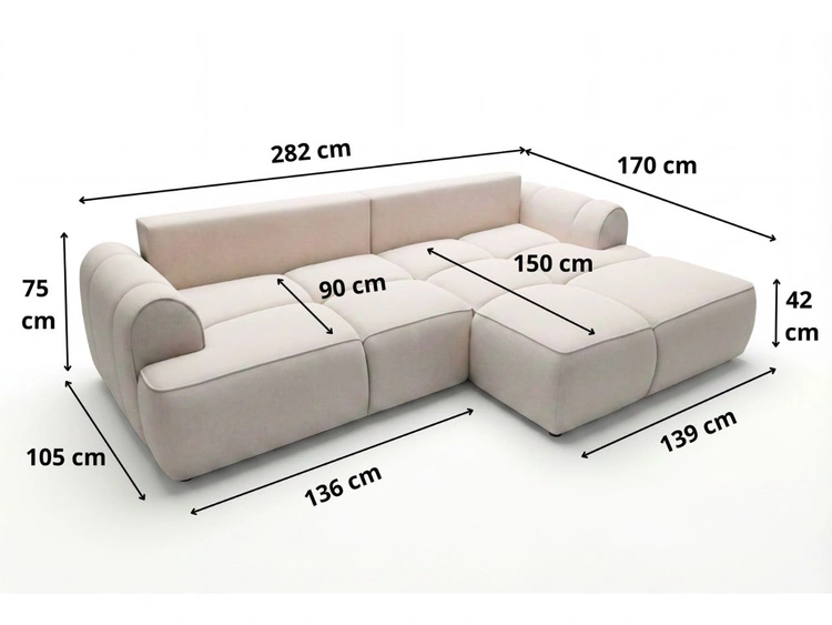 Ecksofa L-Form Links mit Schlaffunktion und Bettkasten Bonno Schwarz