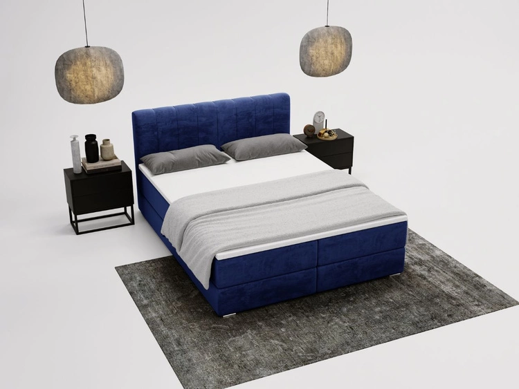 Boxspringbett mit Bettkasten 120x200 Forte Dunkelblau