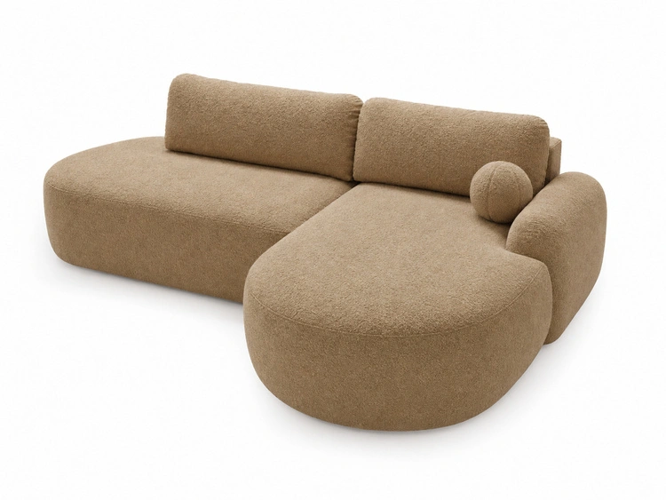 Ecksofa L-Form Rechts mit Schlaffunktion und Bettkasten Aurio O Hellbraun