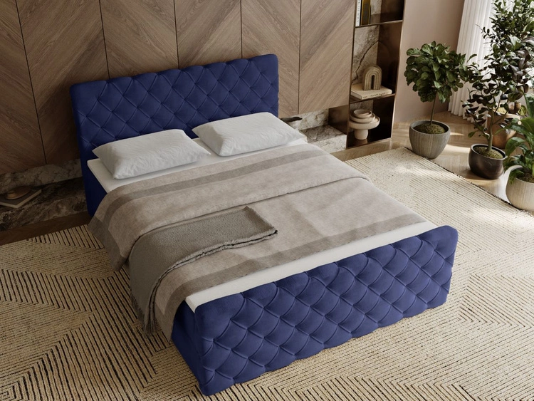 Boxspringbett mit Bettkasten 120x200 Lunaris Blau