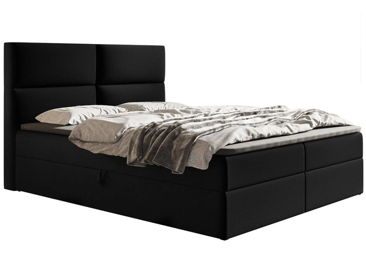 Boxspringbett mit Bettkasten 120x200 Hera Schwarz