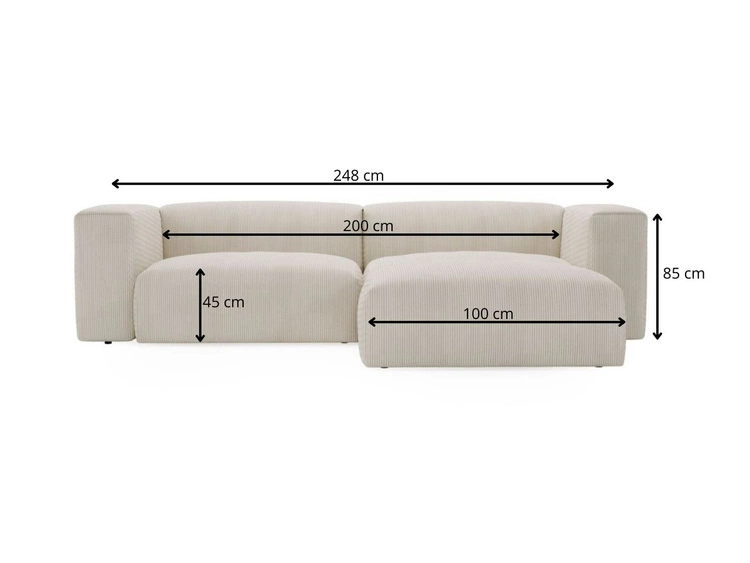Ecksofa L-Form Rechts Moderne Cord Ecksofa Landi Beige