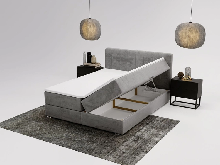 Boxspringbett mit Bettkasten 120x200 Forte Grau
