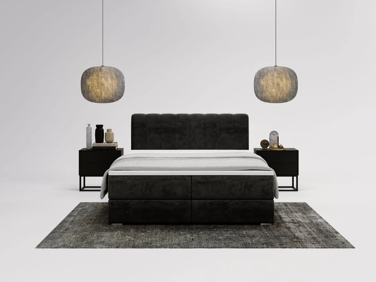 Boxspringbett mit Bettkasten 160x200 Forte Schwarz