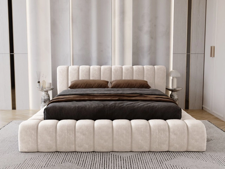 Polsterbett mit Bettkasten und Lattenrost 160x200 Italia Creme