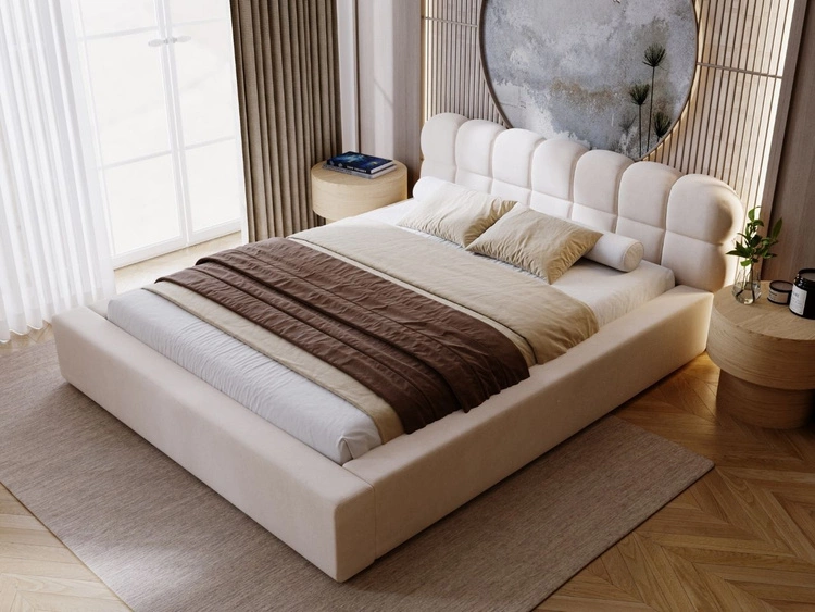 Polsterbett mit Bettkasten und Lattenrost 140x200 Plaza Beige