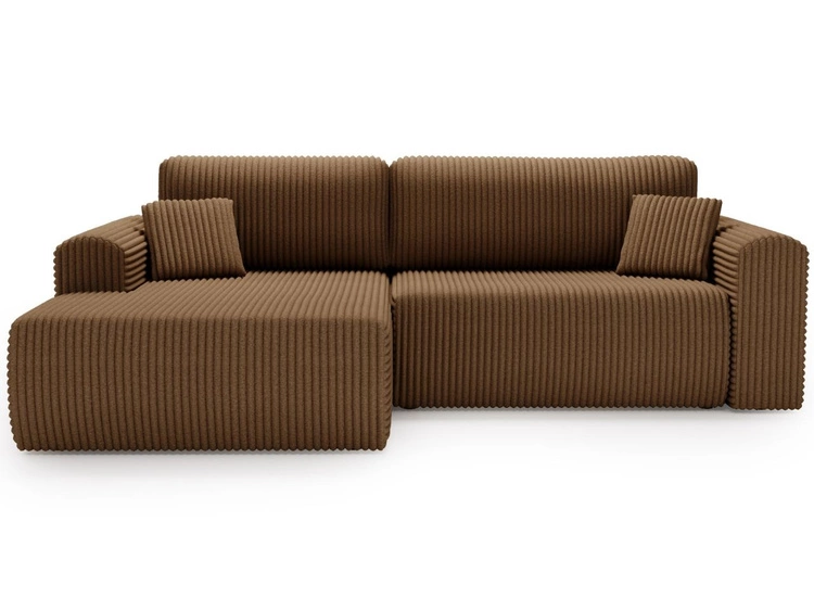 Ecksofa mit Schlaffunktion und Bettkasten Belvio links Braun