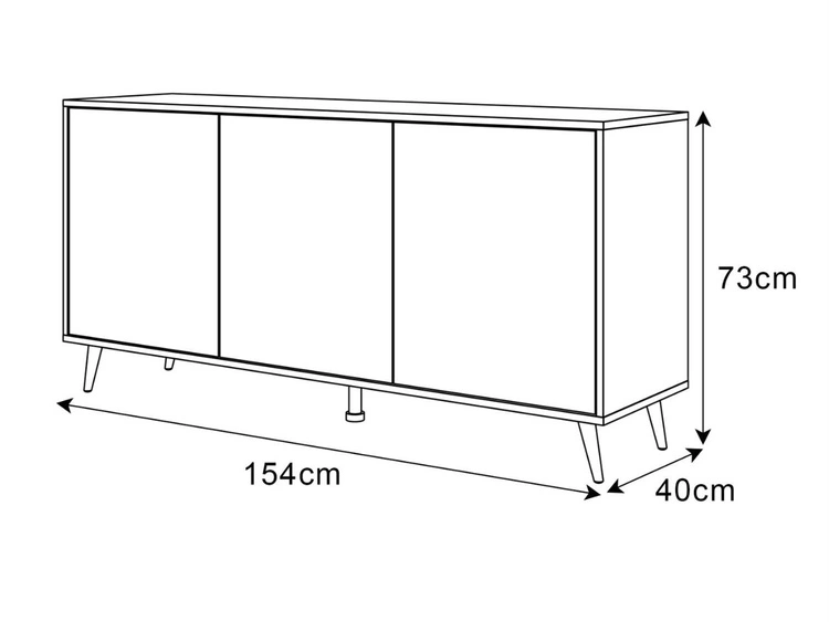 Dreitürige Kommode 154 cm Glamour-Stil auf goldfarbenen Metallbeinen Vivance Weißglanz