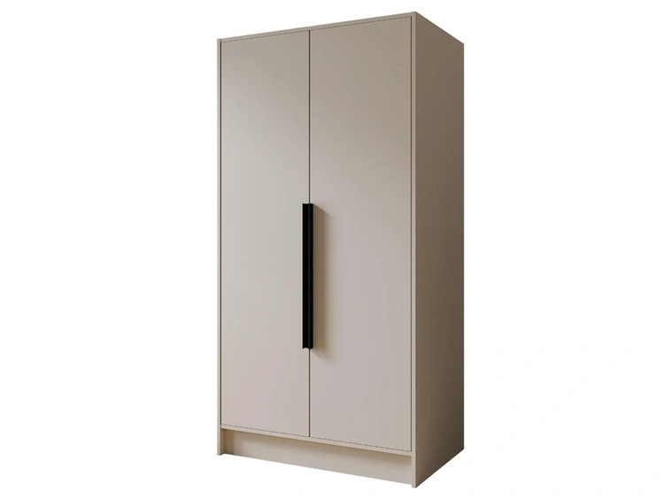 Kleiderschrank 100 cm Perugia Kaschmir mit schwarzen Griffen