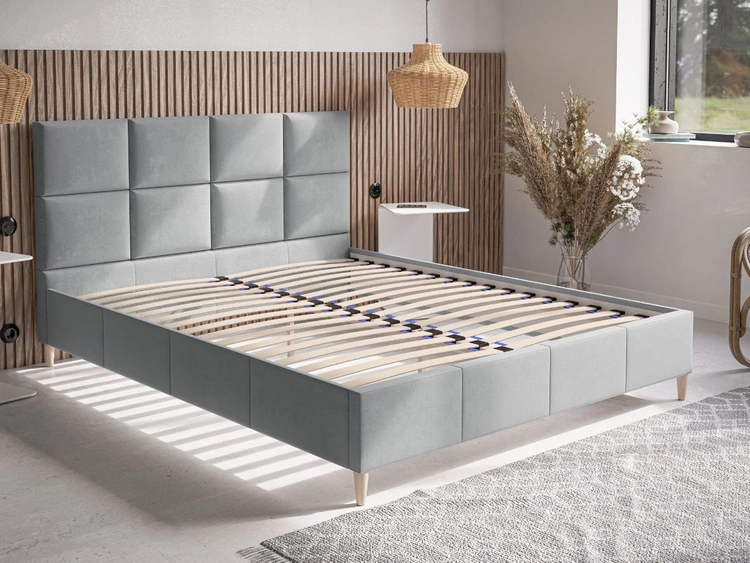 Polsterbett mit Lattenrost 140x200 Luxe Hellgrau