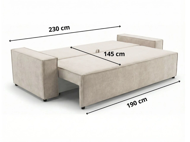 Schlafsofa mit Bettfunktion und Bettkasten Sivra Beige