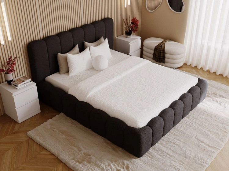 Polsterbett mit Bettkasten und Lattenrost 200x200 Smile Schwarz